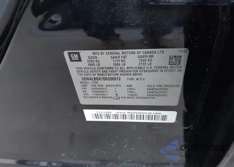 2013 Chevrolet Equinox Ls z USA, uszkodzony, nr VIN 2GNALBEK7D6206812